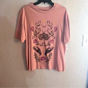 Arizona Jean Co Butterfly Floral Graphic Pink Women's Tee